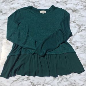 Jade Green Flutter Hem Sweater